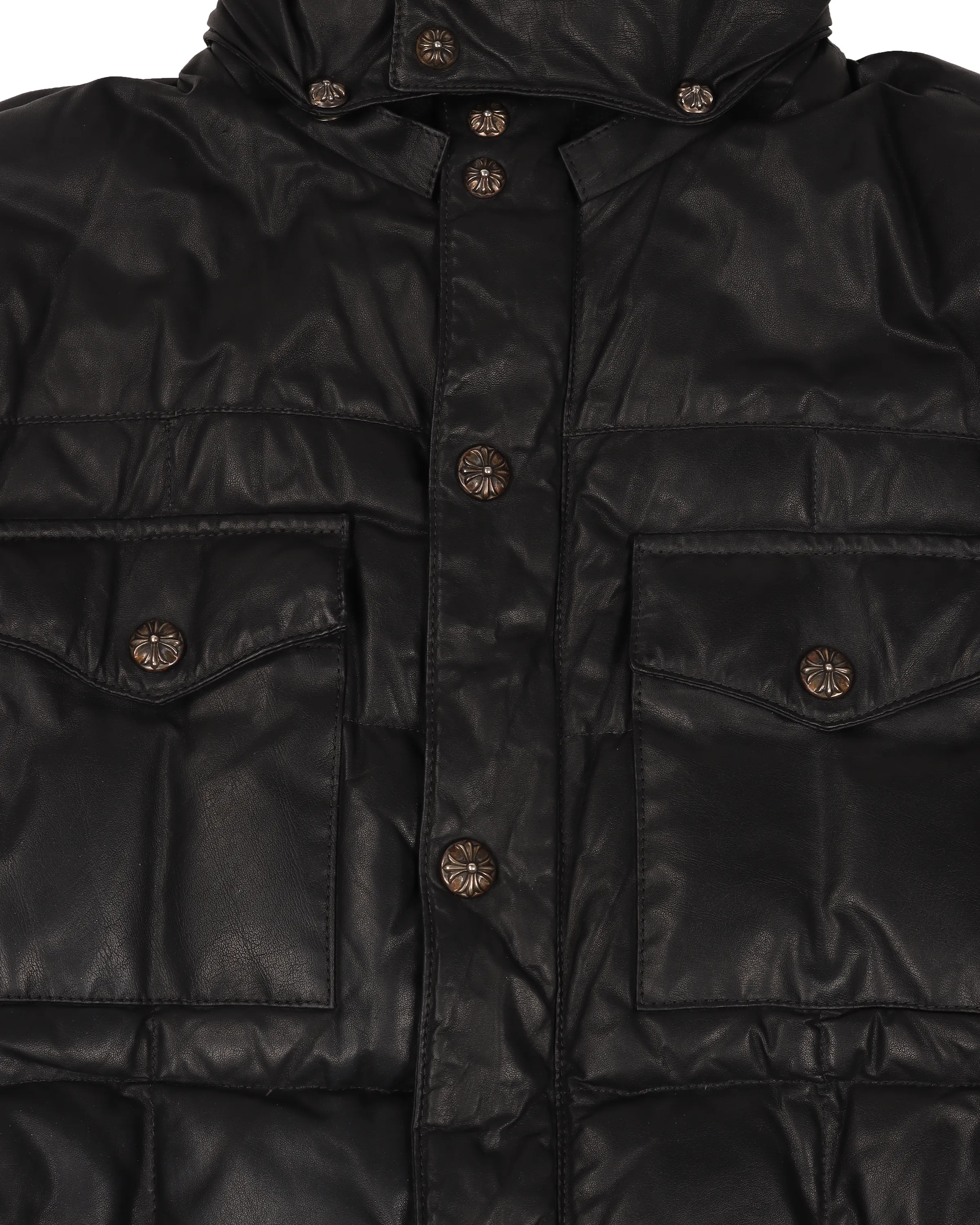 Leather Puffer Down Jacket