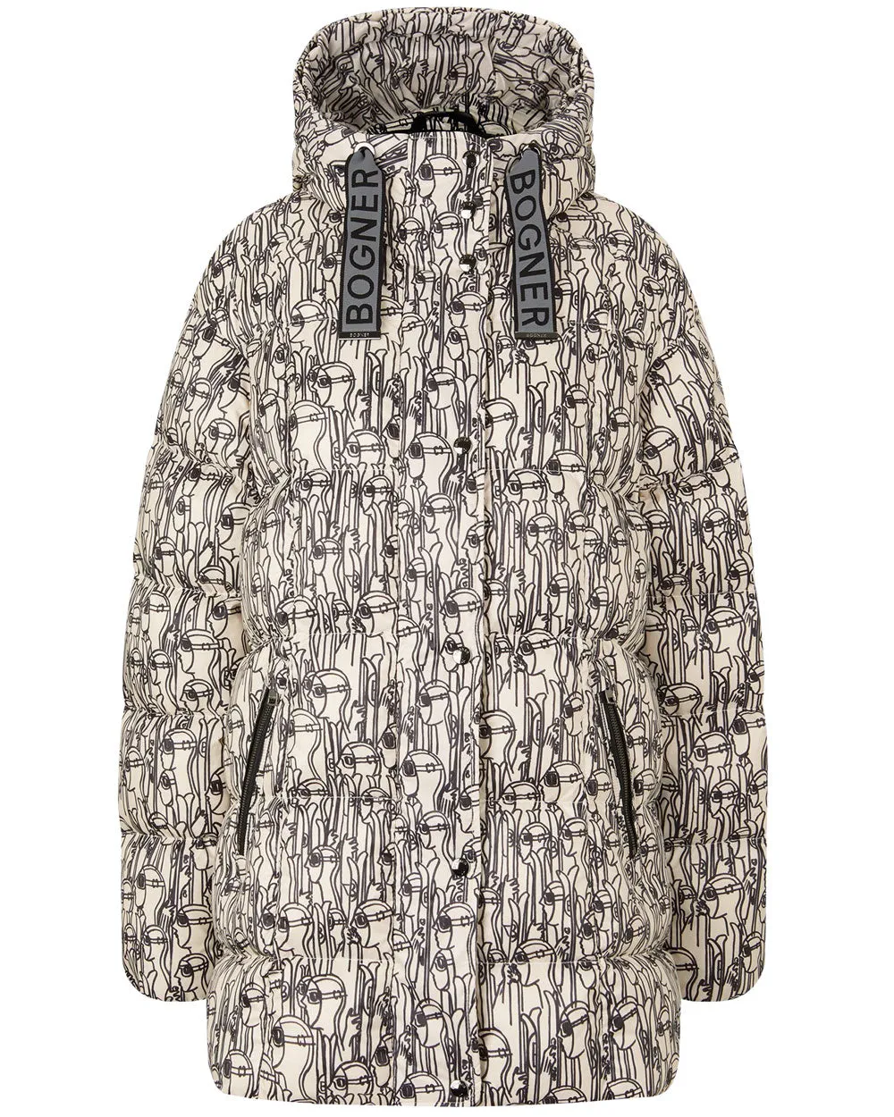 Light Ivory Fanja Skier Printed Down Parka