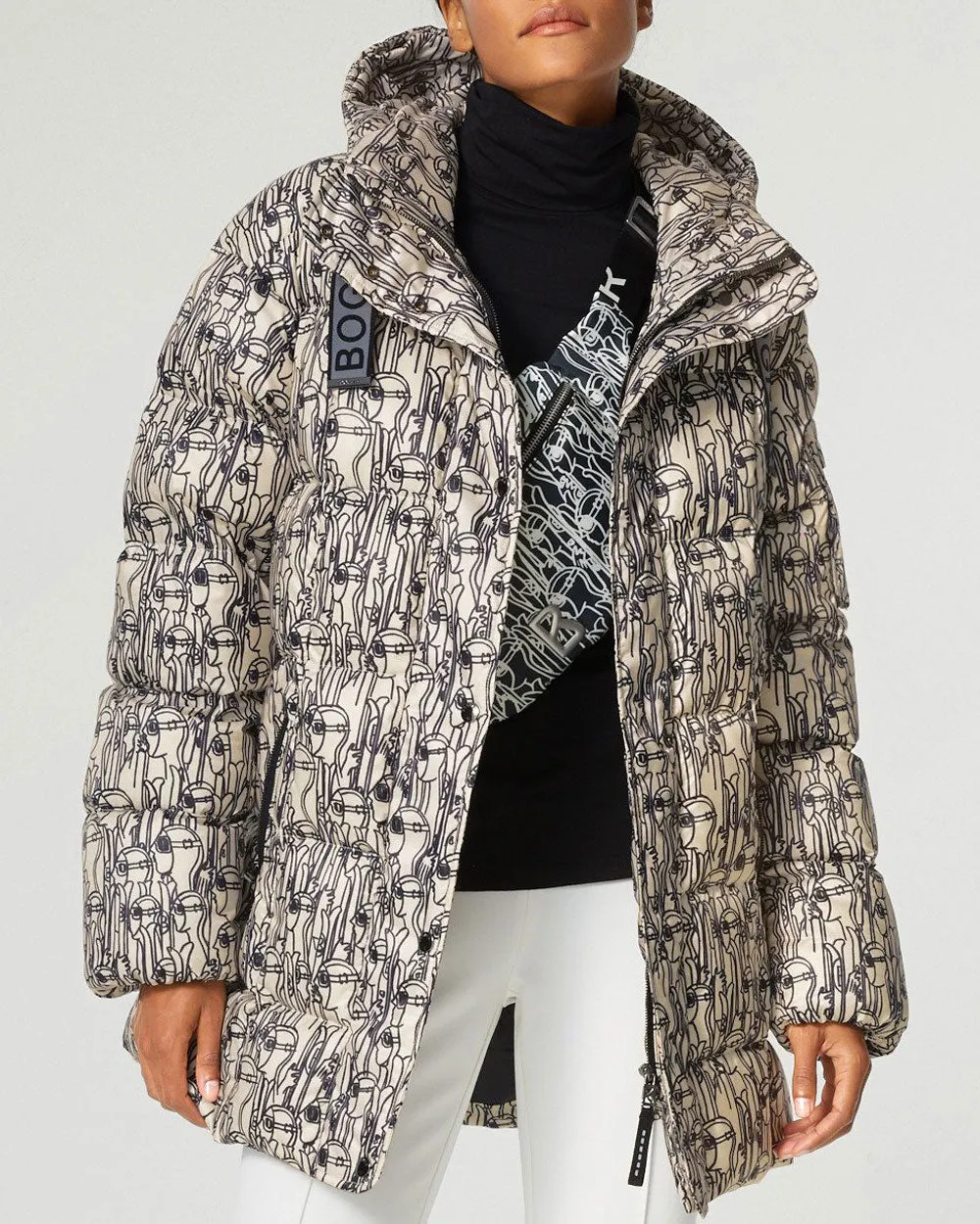 Light Ivory Fanja Skier Printed Down Parka