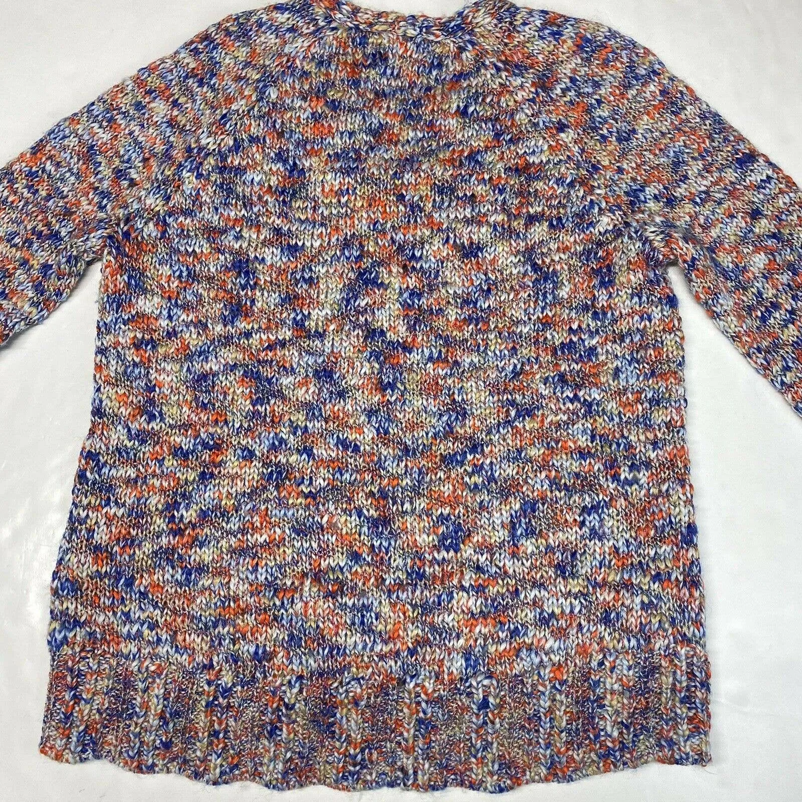 Lou & Grey Loft Chunky Knit Wool Blend Sweater Sz Large Colorful Space Dye Tunic