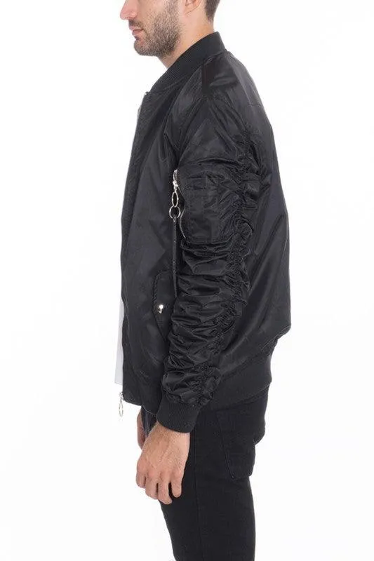 Men Casual Flight Lined Bomber Jacket