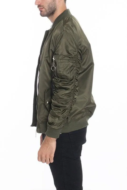 Men Casual Flight Lined Bomber Jacket