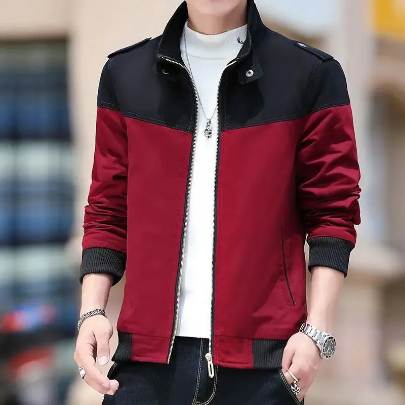 Men's Colorblock 2-Tone Velvet Lined Windbreaker Zipper Bomber Jacket