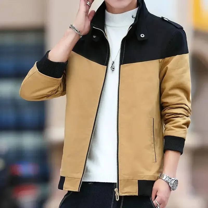 Men's Colorblock 2-Tone Velvet Lined Windbreaker Zipper Bomber Jacket