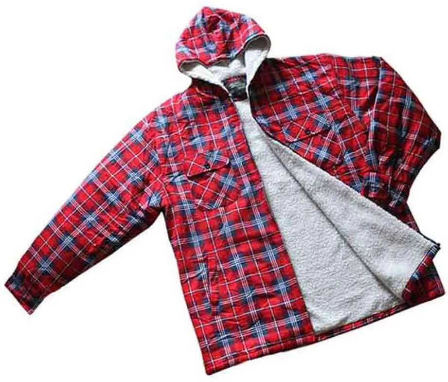 men's hooded winter plaid sherpa lined jackets - size 3xl Case of 24