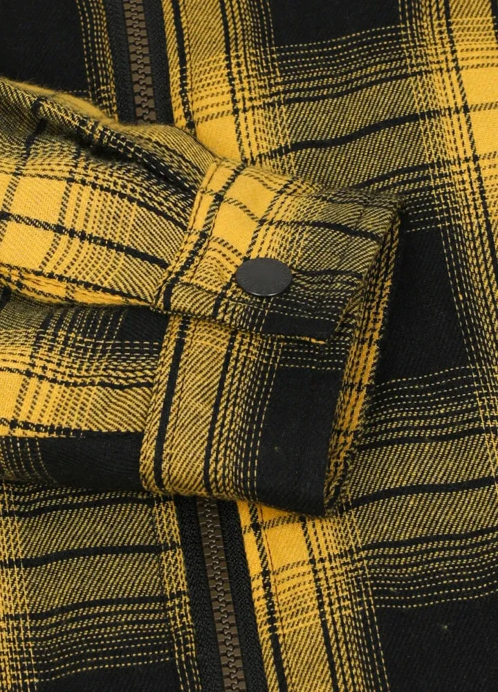 Men's Matching Family Yellow Plaid Flannel Hooded Jacket