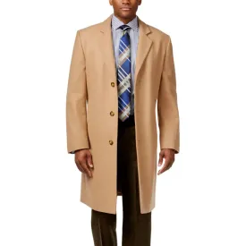 Mens Signature Camel Wool Blend Overcoat