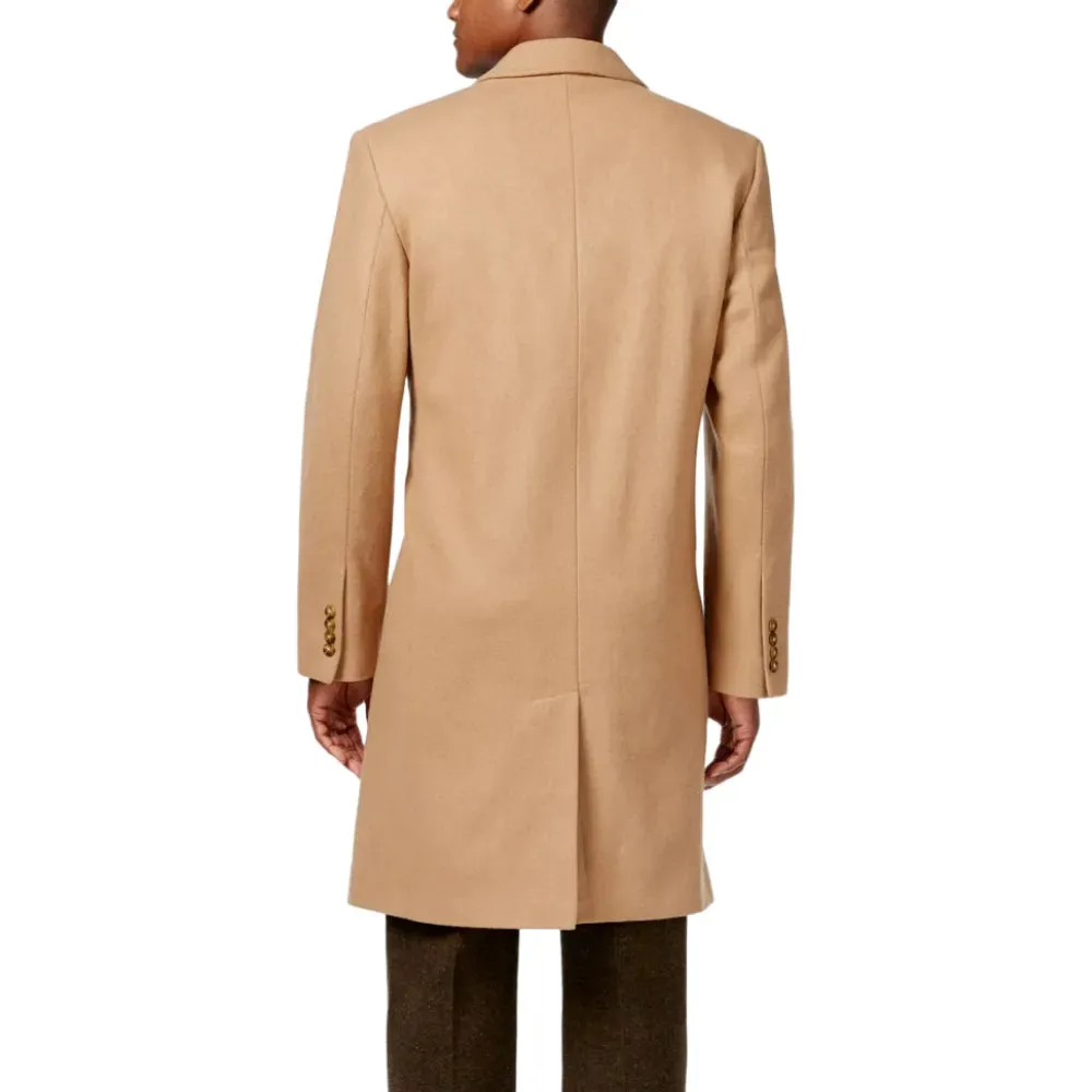 Mens Signature Camel Wool Blend Overcoat