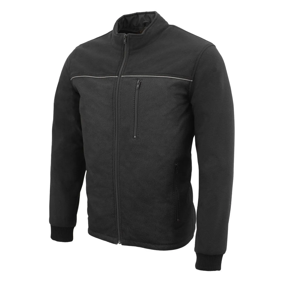 Milwaukee Leather MPM1780 Men's Black Textile and Fleece Combo Jacket with Reflective Piping