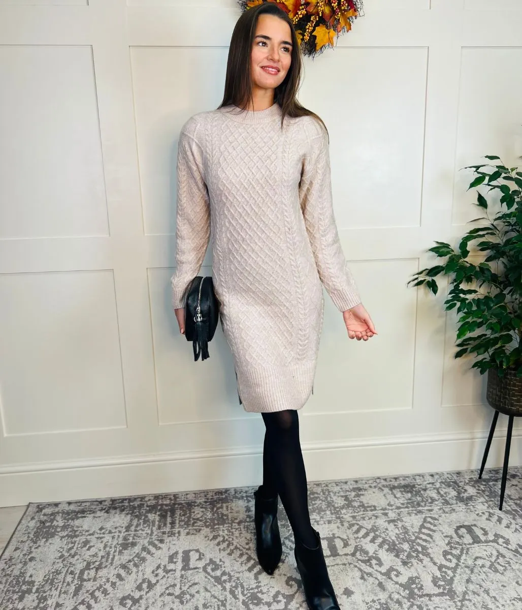 Natural Cable Knit Jumper Dress