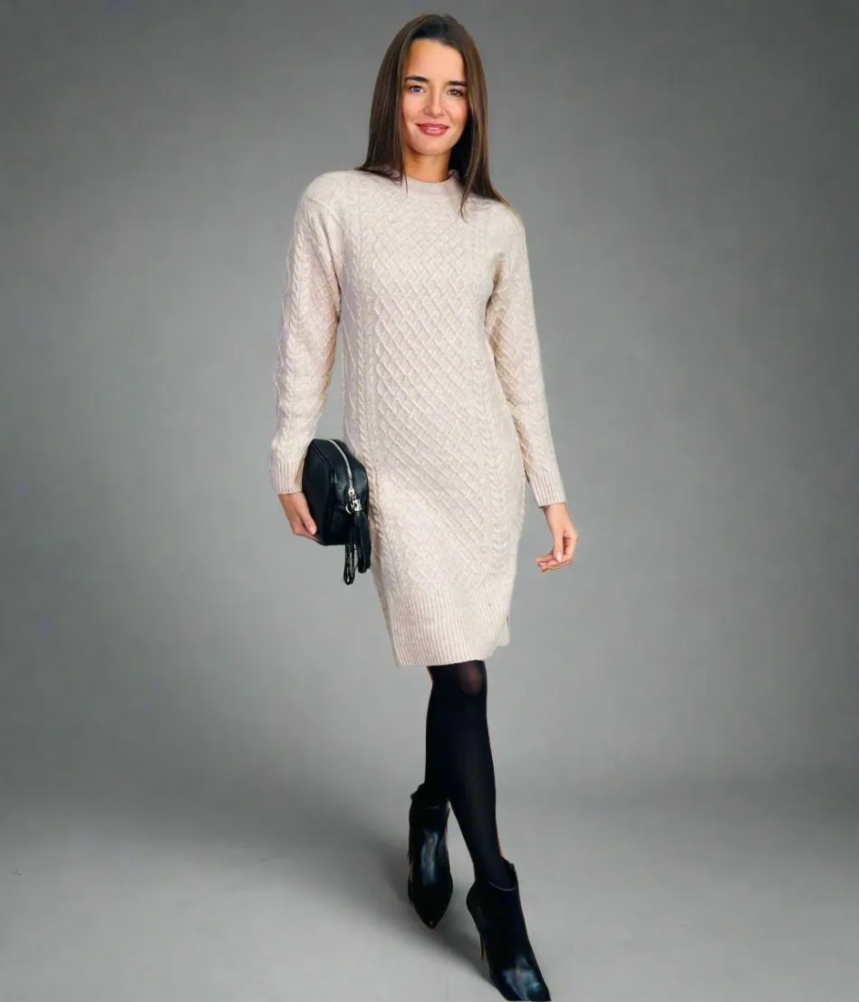 Natural Cable Knit Jumper Dress