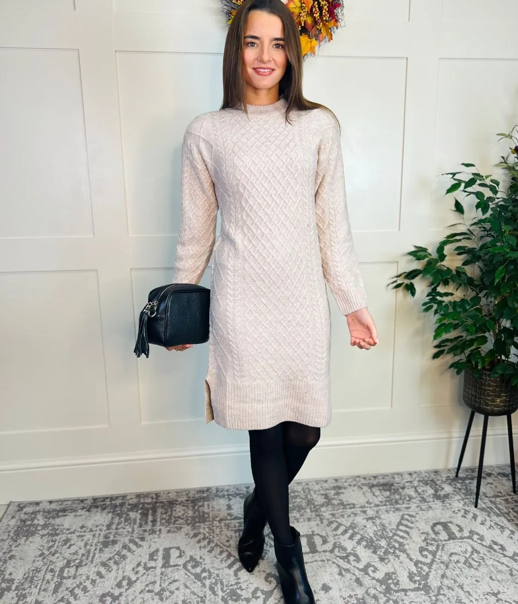 Natural Cable Knit Jumper Dress