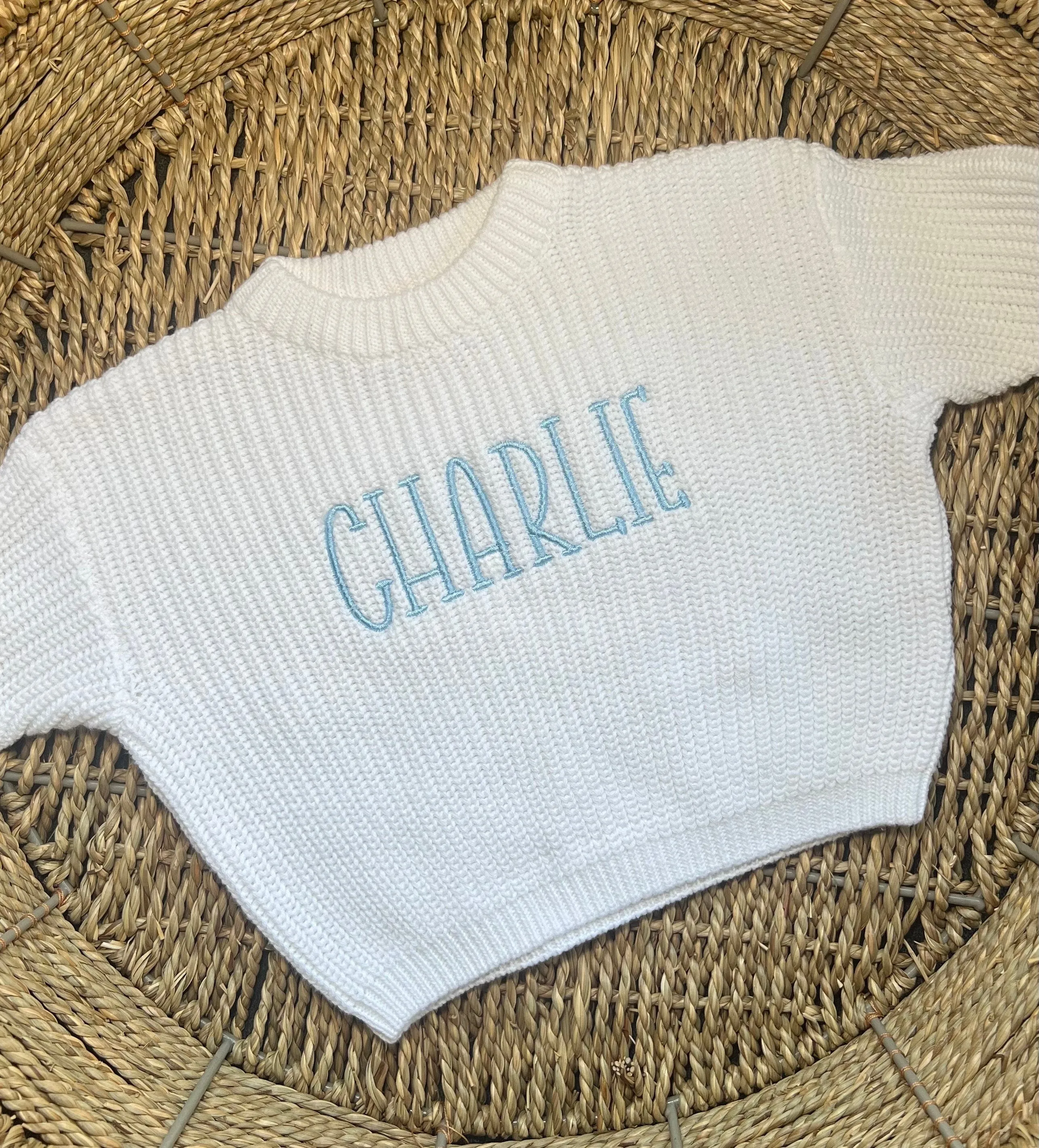 Personalized Embroidered Oversized Name Kids Toddler Baby Sweater