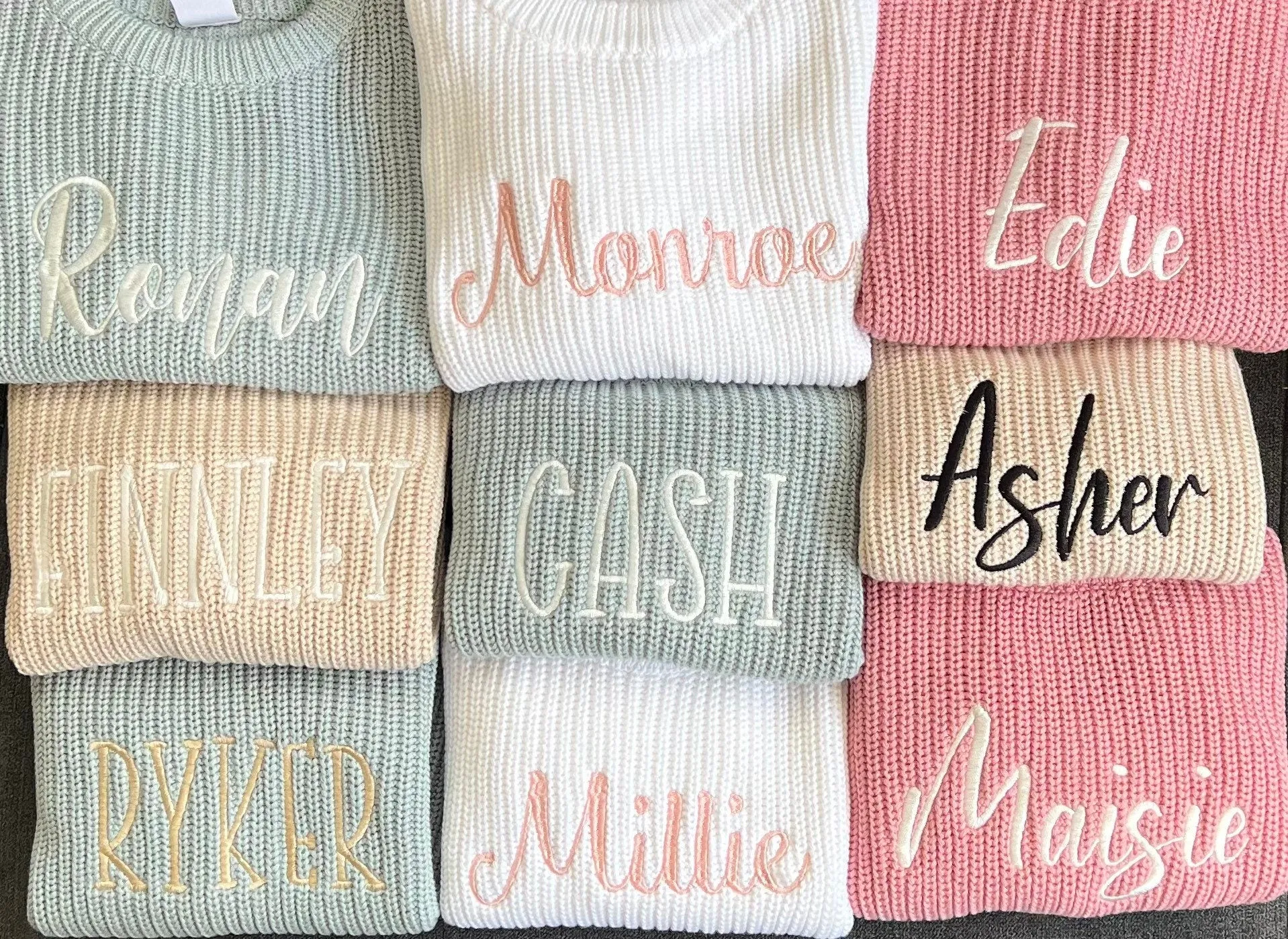 Personalized Embroidered Oversized Name Kids Toddler Baby Sweater