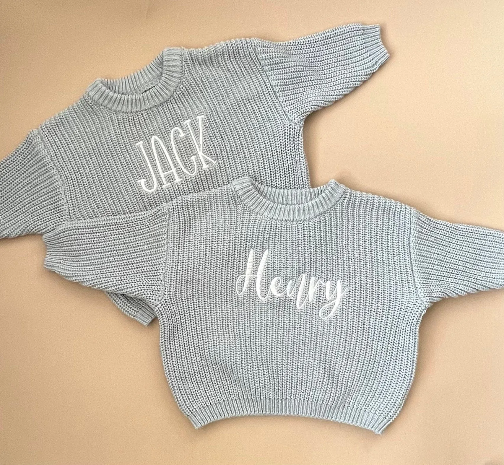 Personalized Embroidered Oversized Name Kids Toddler Baby Sweater