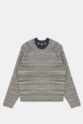 Textured Knit Contrast Collar Crew