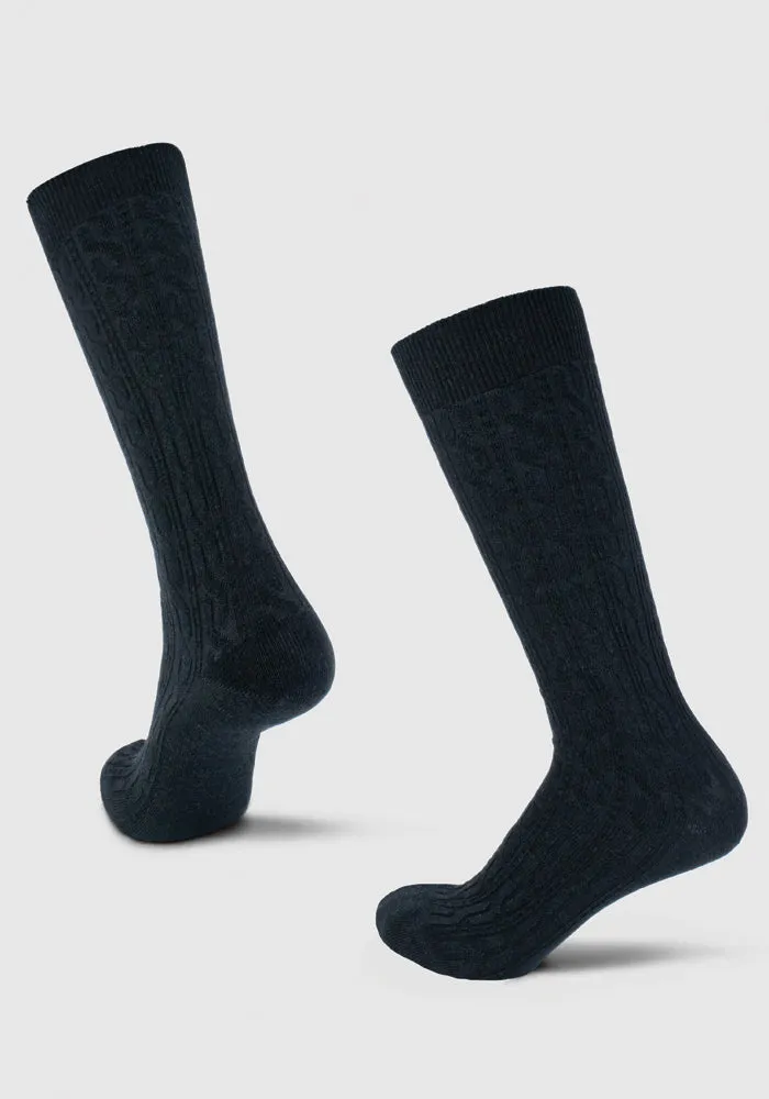 Tilly Over The Calf Cable Knit Sock - Black