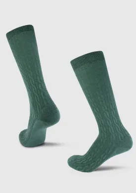 Tilly Over The Calf Cable Knit Sock - Duck Green