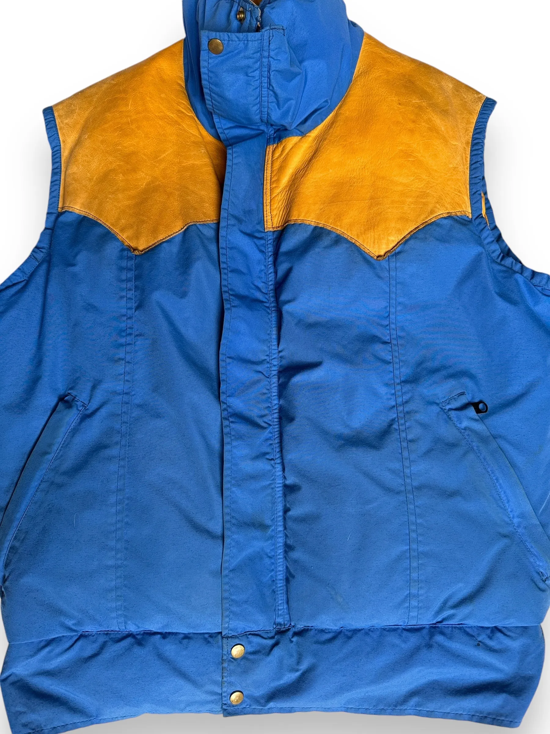 Vintage Blue & Yellow Rocky Mountain Featherbed Down Vest SZ SZ L