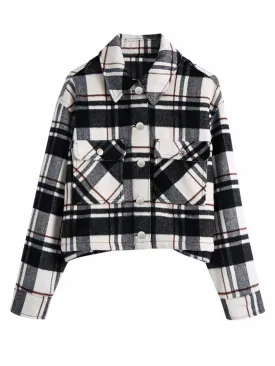 'Zoey' Plaid Button Down Short Jacket